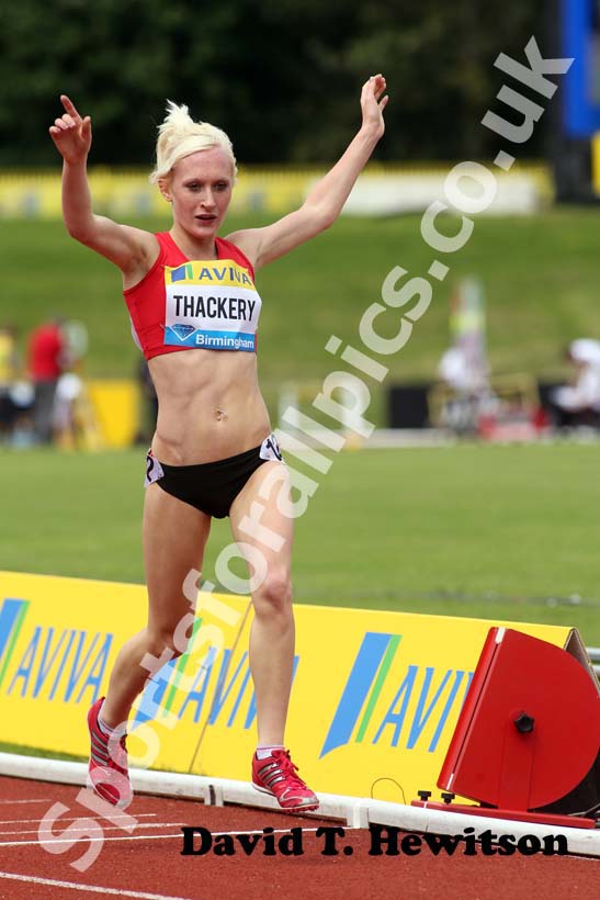 Calli Thackery wins the under-20s 3000 metres, 2012 Samsung Diamond League, Birmingham.